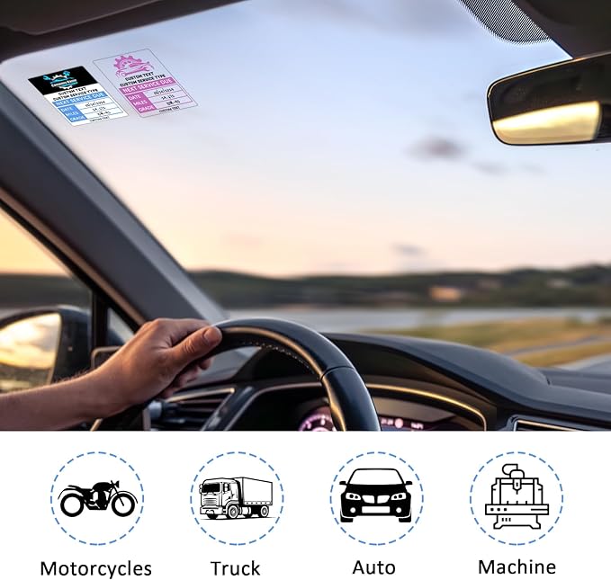 HDSD Custom Oil Change Stickers for Windshield Personalized Text/Logo,Clear and White Labels with Multiple Sizes, Suitable for Car and Transportation Vehicle Windows