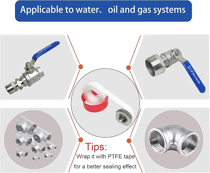 1" Male to 3/4" Female NPT Threaded Reducer Hex Bushing 304 Stainless Steel Reducing Adapter Pipe Fitting With Teflon Plumbers Tape(Pack of 2)