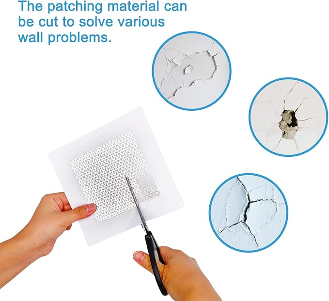 Dry Wall Patch Kits, 16 PCS Self-Adhesive Drywall Repair Kit of 2/4/6/8 Inch, Sturdy & Easy to Use for Wall Repair