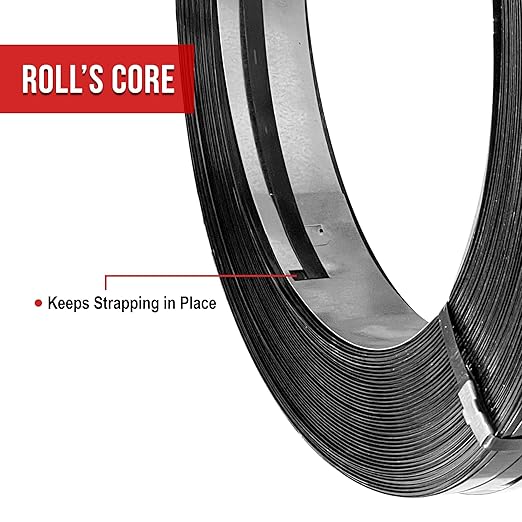 8NET Steel Strapping Band, 2,470' Length x 5/8'' Width x 0.020'' Thickness (1,460 lbs Break Strength), Cut Resistant Pallet Banding, Heavy Duty Metal Strap (1 Roll)