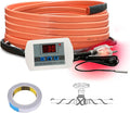 Cupohus Heat Tape for Water Pipes with Digital Display Thermostat 18FT, Freeze Protection Self-Regulating Heat Trace Cable for Metal, Plastic Home Pipes, Roof and RV, 110-120V