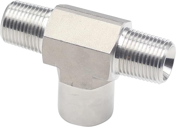 HFS(R) 304 Stainless Steel Forged Pipe Fitting Street Tee 1/4" NPT Male x 1/4" NPT Female x 1/4" NPT Male