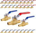 30-Pack Foskan 1/2" Brass PEX-A Full Port Ball Valve, Quarter Turn Shut-off Valve for PEX-A Tubing(Blue and Red)