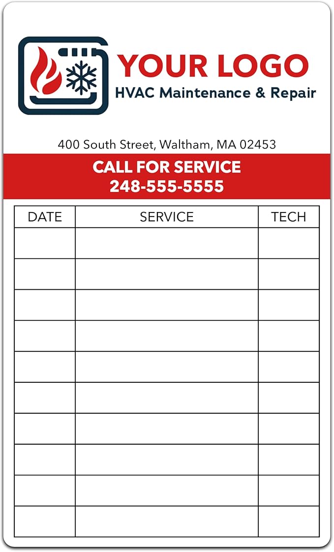 Custom Maintenance Stickers with Your Logo - Personalized HVAC Stickers, Maintenance Log Stickers, Service Stickers, Inspection Stickers (3-1000 Stickers)