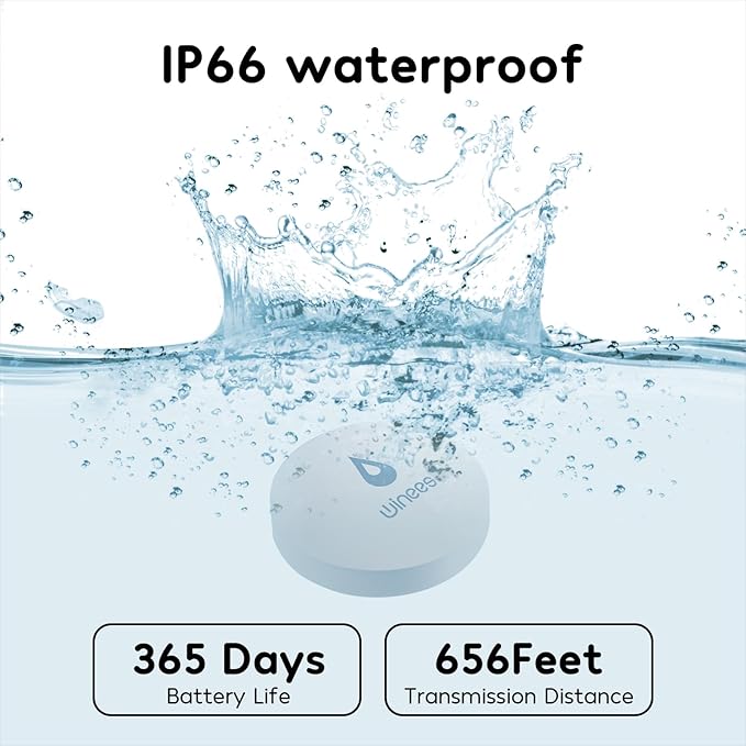 Winees WiFi Water Leak Detector, 3 Pack Water Sensors with 100dB Adjustable Alarm, Leak Alert Email&SMS Notification, 200M Transmission for Basement, Bathroom, Laundry, IFTTT, S1 Plus, 2.4G WiFi Only