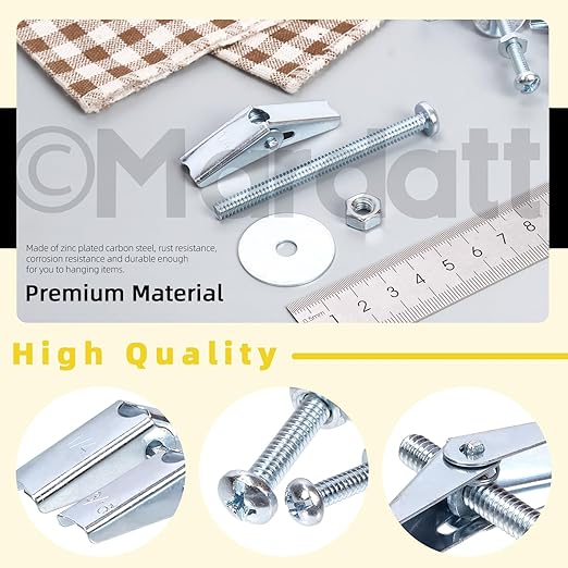 30 Sets 1/8" Toggle Bolts and Wing Nuts, Metal Toggle Bolts Round Head Toggle Wing Nut Bolt Set Butterfly Toggle Anchors for Hanging Heavy Items on Drywall