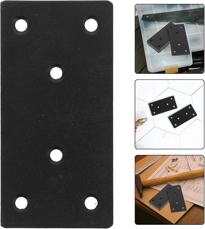6 Sets Stainless Steel Straight Flat Brackets with Screws for Furniture Repair Fixing Corner Brackets and Shelf Mending Plates Metal Brace Kit for Wood Support and Reinforcement