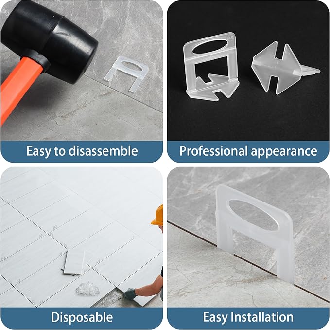 Tile Leveling System, 4650-Piece Tile Spacers Tile Leveling Tools, 1/8 Inch Tile Leveling Clips for Tiles and Stone Installation