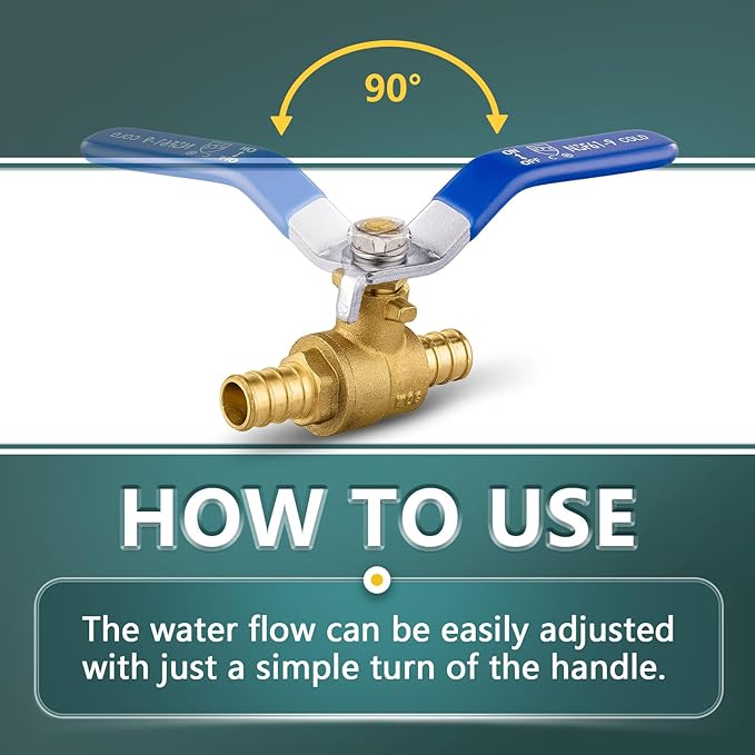 40 Pack Ball Valves, 1/2" Pex Crimp Shut Off Valve Blue, Brass Full Port Pex B Shut Off Ball Valve for Hot and Cold Water, NSF/ANSI 61 Certified