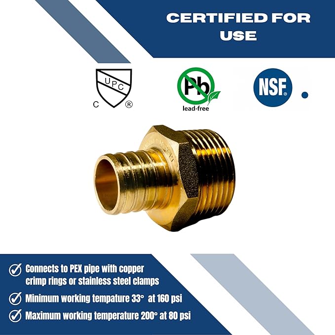 XFITTING 1 inch Pex x 1 inch Male NPT Adapter, 24-4-3=25X, 25 Pieces