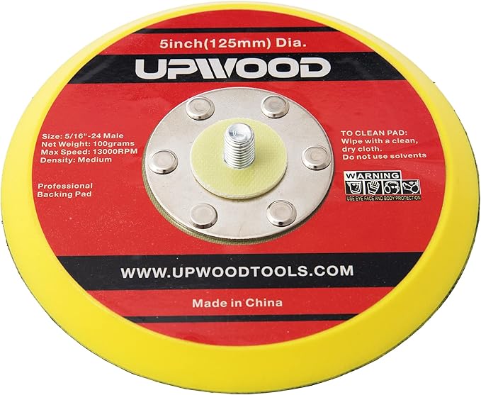 2 pcs 5" Hook and Loop Backing Pad for Air Sander Polisher, 5/16" Arbor with 24 Thread 1,3000RPM DA Sanding Pad