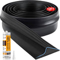 Jin&Bao Universal Garage Door Threshold Seal Strip 12FT Kit, Bottom Waterproof Rubber Weather Stripping Replacement（Black, 1 Adhesive）