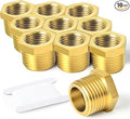 TAISHER 10PCS Brass Reducer Hex Bushing Threaded Pipe Fitting 3/8" NPT Male x 1/4" NPT Female Adapter