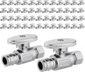 50 PCS EFIELD Stop Valve Pex-a 1/4 Turn Straight 3/8" OD Compression X 1/2" Expansion (F1960), Chrome Plated Brass,(VALVE101-50PCS)