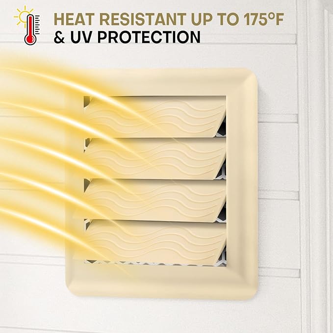 4-Pack Dryer Vent Cover Replacement with Enhanced Rippled Design - Premium Plastic Polymer Dryer Exhaust Vent Cover Replacements, Weather Resistant Exterior Dryer Vent Flap Replacement (Beige)
