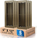 4" x 12" Floor Register Vent Covers 6-Pack, Walkable Powder-Coated Metal Vent Covers with Adjustable Airflow, Curved Safe Edges for Floor/Wall, Brown