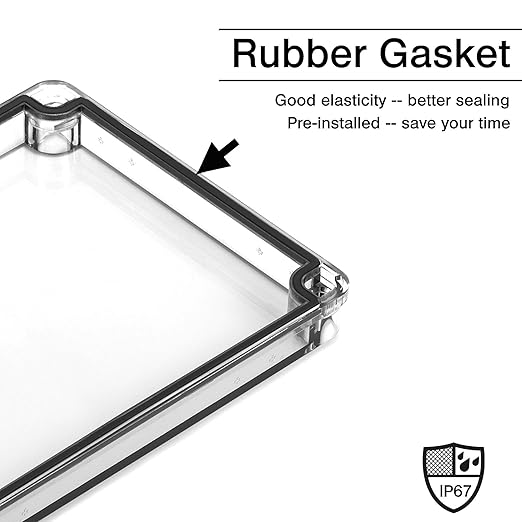 QILIPSU Outdoor Junction Box IP67 Waterproof Project Box ABS Plastic Weatherproof Electrical Enclosure Clear Cover (6.9"x4.9"x3.9" CC)