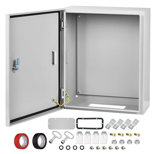 Steel Electrical Junction Box, 20 x 16 x 10 Waterproof & Dustproof Electrical Enclosure, Outdoor & Indoor Universal Project Box with Lock & Mounting Plate