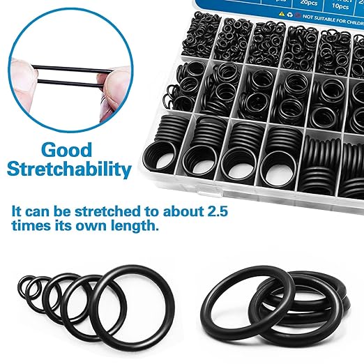 24 Size Rubber O Ring Set,1120 Pcs Black Small O Rings Assortment Kits,Assorted Metric Sealing Washer for Auto Plumbing Faucet Water Air or Gas Repair