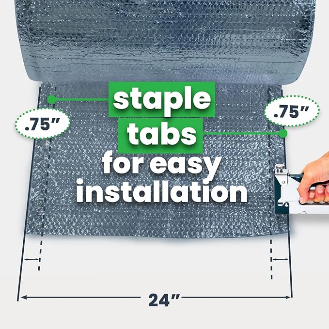 EcoFoil Floor Joist Insulation 24" x 125' (250 sq. ft.) - Double Bubble Reflective Foil for Floor and Wall Insulation - Reflects 96% Radiant Heat - Vapor Barrier to Keep Out Moisture