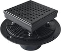 Neodrain 4-Inch Square Shower Drain with Removable Quadrato Pattern Grate, 304 Stainless Steel, Includes PVC Shower Drain Base&Hair Strainer, Shiny Black