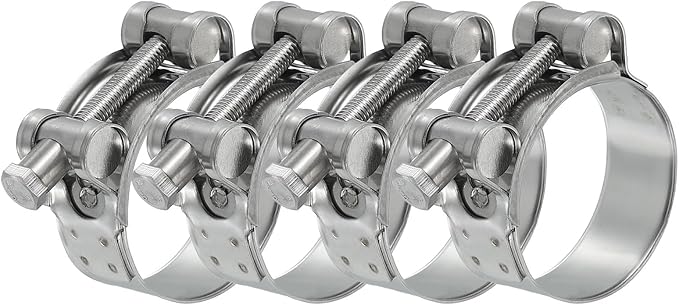PATIKIL 44-47mm T-Bolt Hose Clamp, 4 Pack Intercooler Pipe Tube Clamps 304 Stainless Steel Radiator Hose Clamp for 1.73"-1.85" Pipe