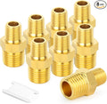 GASHER Brass Reducing Hex Nipples,3/8 Inch NPT Male x 1/4 Inch NPT Male Brass Pipe Adapter Fittings Reducing Nipples Connector（8Pcs）