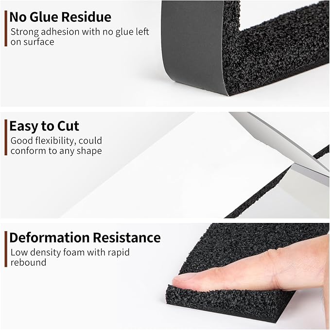 Yotache Open Cell Air Conditioning Weatherstrip Insulation Foam 2" x1/2", Self Adhesive Flame Retardant Seal Strip, 6.5 Feet Long