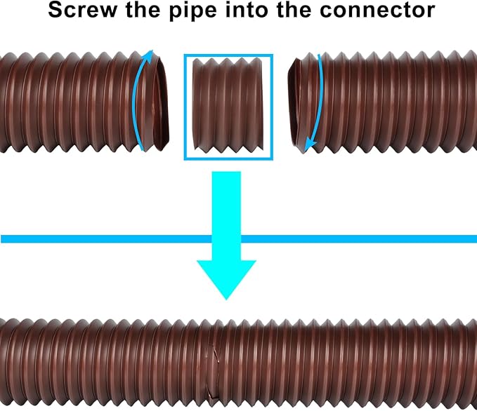6.6ft Extra Flexible Pipe for POLARDAYS 3 inches Downspout Extender Pipe, Inside Diameter 2.6 inches and Outside Diameter 3 inches,Drain Downspout Extender,Gutter Connector Rainwater Drainage