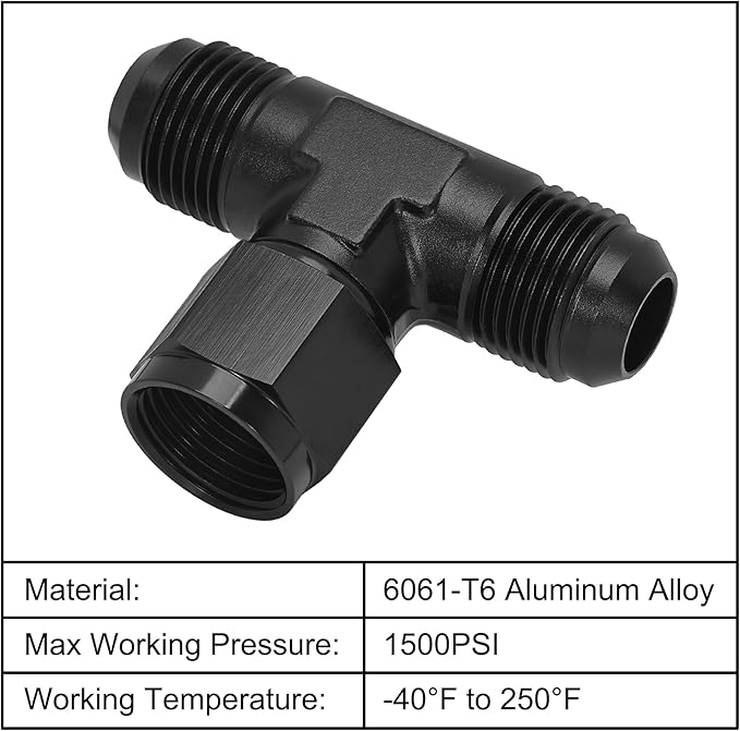 EVIL ENERGY 10AN Male Tee Fitting Adaptor with AN10 Female Swivel on Side Black