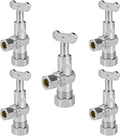 5-PCs HeSun Loose Key Angle Stop Valve, 1/2" Nominal (5/8"OD) Compression x 3/8" OD Compression, 1/4 Turn Shut Off Valve, PEX Chrome Plated Brass