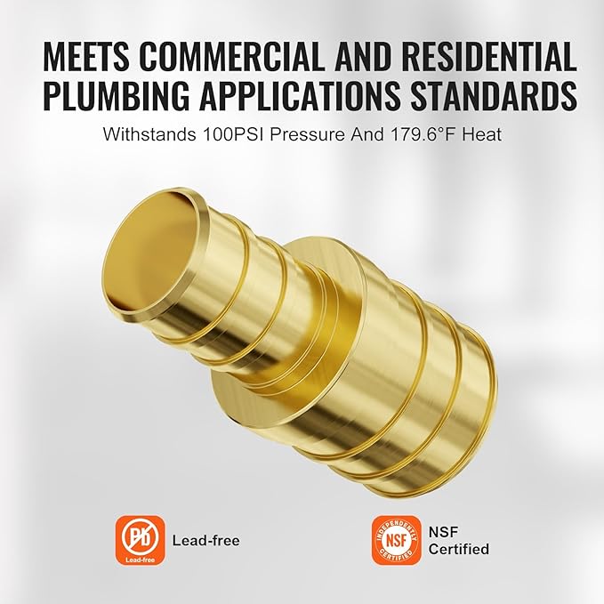 VEVOR Pipe Fittings, 1/2"-3/4" 50PCS Brass Pipe Fittings, Clamp-style 1/2 NPT Internal Thread Pipe Connector Brass Air Fittings, Plumbing Fittings NPT Adapter for Heating/Shower Systems, Water Pipes