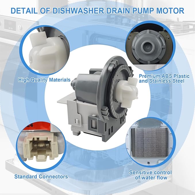 2718A Dishwasher Drain Pump for Frigidaire 5304519271 Compatible with Frigidaire Kenmore Electrolux Ikea Dishwasher Machine Replace 4920459 AP6834625 PS12705674 EAP12705674 120V 60Hz 0.7A
