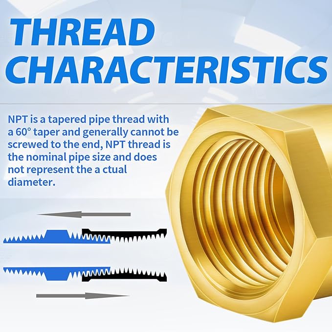 ChillWaves Brass Pipe Fitting, Hex End Cap Pipe Fitting，3/4" NPT Female，Thread Adapter(3-PACK)