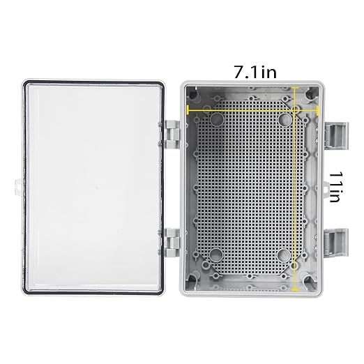 Waterproof Outdoor Junction Box IP66 ABS Plastic Electrical Box Universal DIY Project Box for Indoor/Outdoor Use with Wall-Mount Bracket Clear (11.8"x7.8"x6.6")