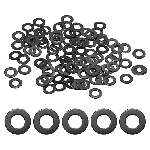 100-Pack M3.5 Flat Washers, Metric 8mm OD 0.5mm Thick 304 Stainless Steel Washers for Bolts Screws Nuts for Automotive/Machinery/Furniture, Flat Metal Washers [Black Galvanized]