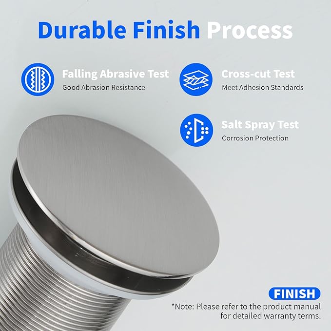 BWE One Piece Bathroom Vessel Sink Drain Stopper Without Overflow Pop Up Drain Assembly with Strainer for Bathroom Vessel Vanity Faucet Brushed Nickel