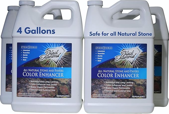 Color Enhancer Sealer for All-Natural Stone and Pavers. Marble, Travertine, Limestone, Granite, Slate, Concrete, Grout, Brick, Block. (4 Gallons)