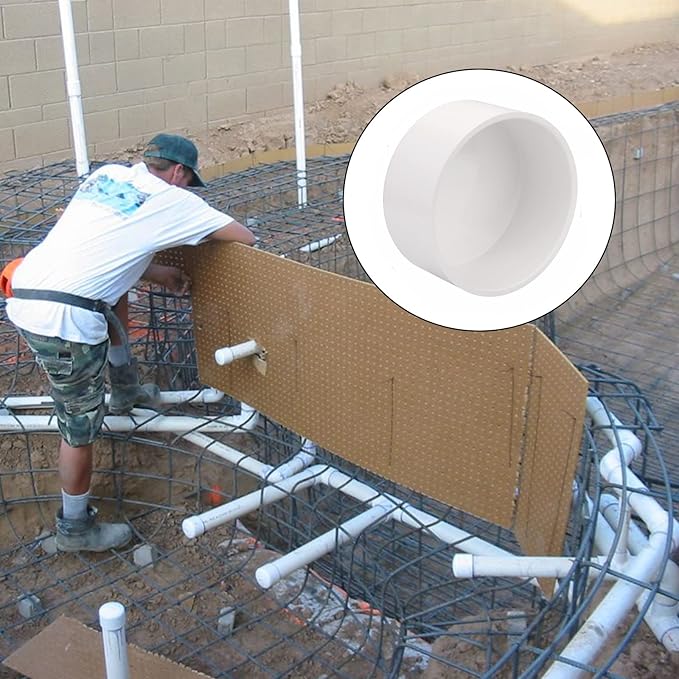 6" PVC Pipe End Cap Fitting Schedule 40 Furniture Grade PVC Pipe End Cap Plug Adapter, White 6" PVC Pipe Plug Socket Fittings for Build PVC Furniture DIY Garden Shelf