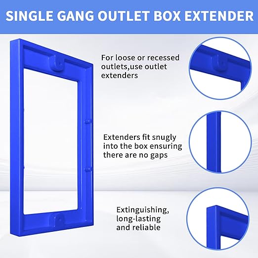 3 PCS 1/4" Single Gang Outlet Box Extenders with 6 Screws - Electrical Outlet Extender Receptacle Box Extenders for Electrical Outlet Switches, Blue