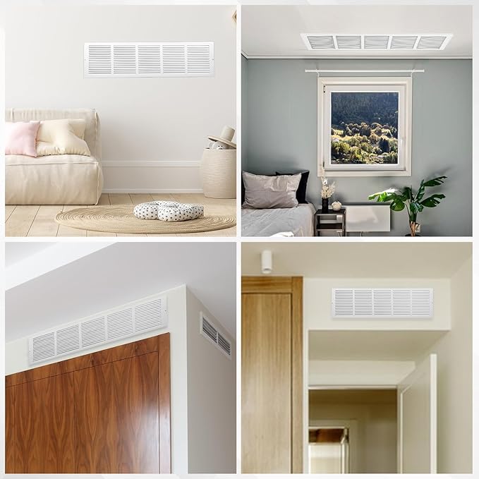 VOISEN Return Air Grille,Fits 30x8 Duct Opening,Steel Return Vent Cover, White Vent Cover Grill for Sidewall and Ceiling,HAVC Cold Air Return Vent Cover,Overall Size:31.8"W X 9.8"H