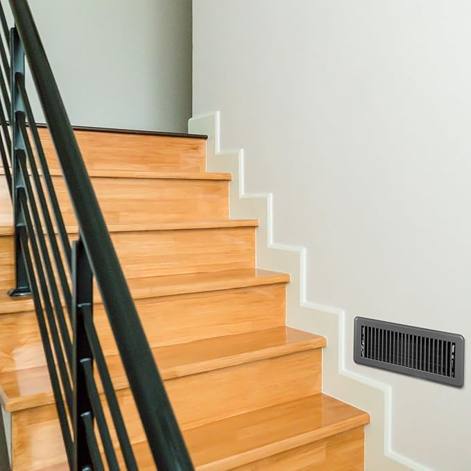 Retisee 4x12 Inches Floor Vent Covers Heavy Duty Floor Register Easy Installation Metal Heat Vent Covers with Rust Proof Finish for Home(Gray,2 Pcs)
