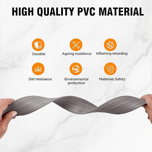 Floor Transition Strip Vinyl Self Adhesive Threshold Strip Carpet Edge Wood to Tile Laminate Flooring Gaps and Doorway Floor Cover Flat Divider Peel and Stick Trim (Gray, 5cm, 10FT)