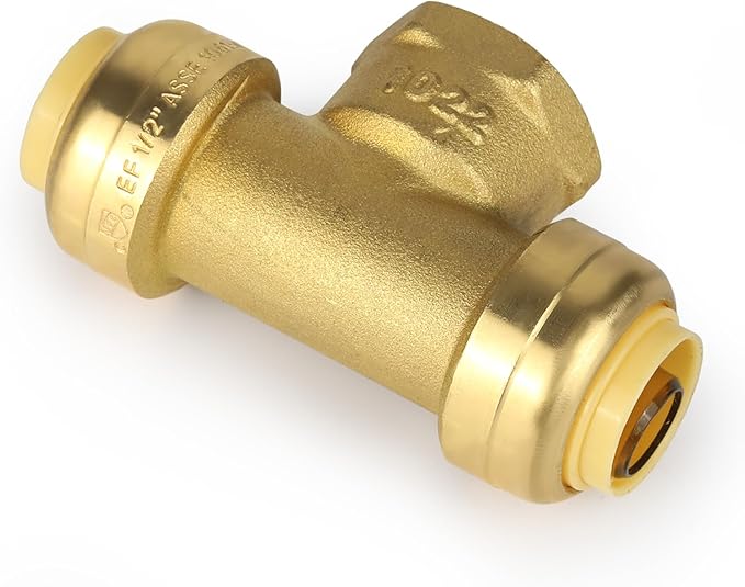 (20 Pack) EFIELD Female Tee 1/2"x1/2"x1/2" Push Fit Female Plumbing Tee,Brass Fitting No Lead For Copper Pex CPVC,(PF219-20PCS)