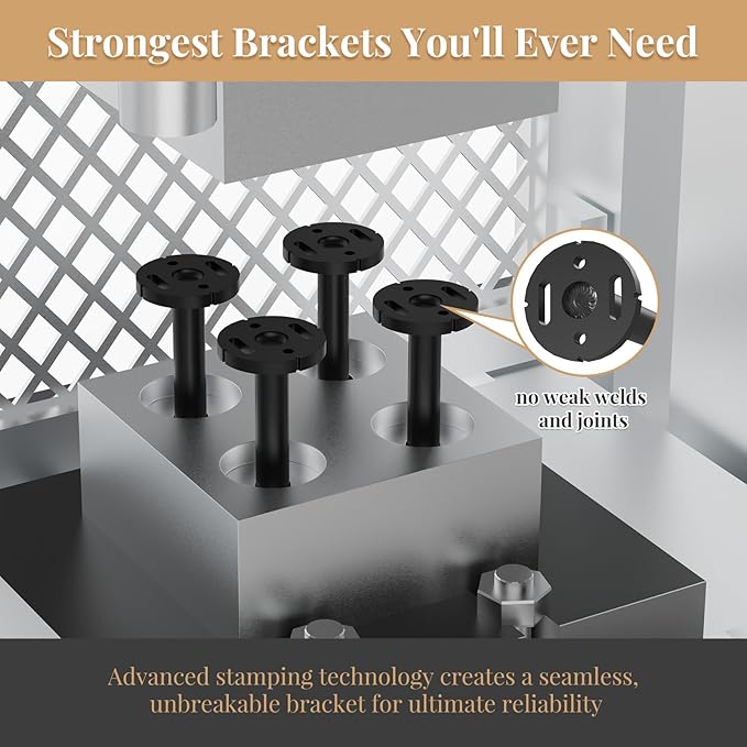 8pcs Floating Shelf Bracket Heavy Duty Shelving Mounting Brackets Hidden Floating Shelf Hardware,Black Metal Shelf Support Bracket (4 inch --8pcs--Without Tools)