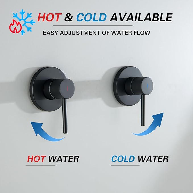 2 Handle Shower Faucet Set with Filter Shower Head Holder Matte Black 2 knobs Shower Faucet Set, Wall Mounted