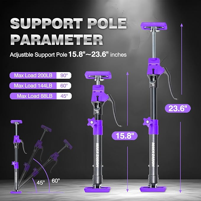 Quality Steel Cabinet Jacks for Installing Cabinets, 3rd Hand Support System 200LB, Adjustable Support Pole Jack 15.8-23.6 in, Perfect for Cabinet Lift Installation Tools, Quick Support Rod, 2-Pack