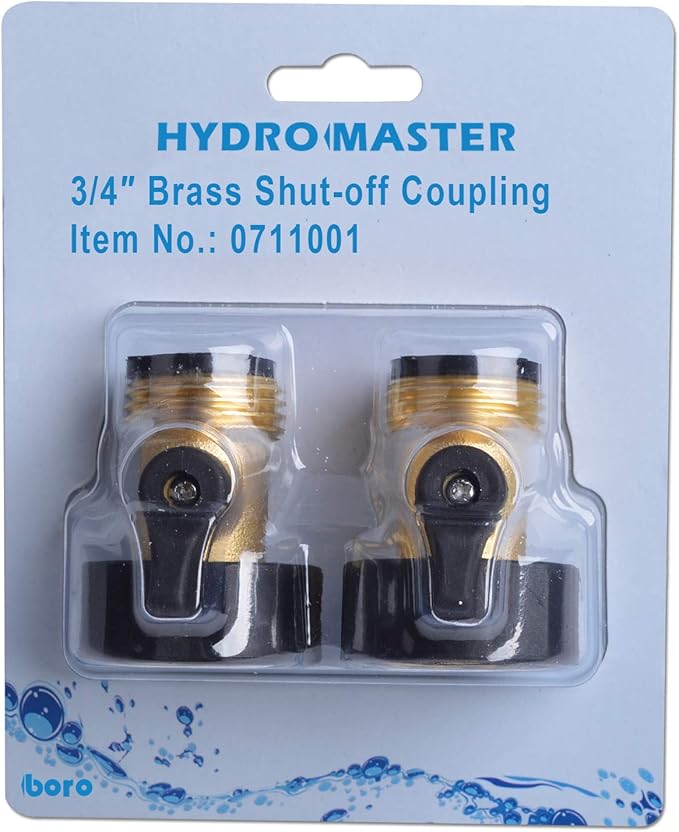 Hydro Master Heavy Duty Brass Shut Off Valves Garden Hose Connectors with Extra Rubber Seals 3/4" NH(2 Pack)