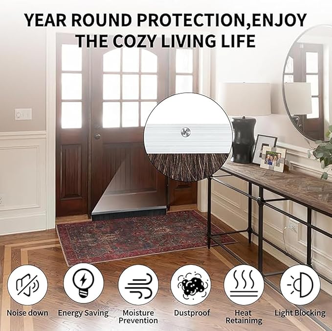 7 Sets Horsehair 2.16 x 39.37 Inches Brush Door Sweep Door Brush Seal Roll Up Door Garage Door Sweeps Suitable for Various Floors Easy Mounting (2.16 in,7)