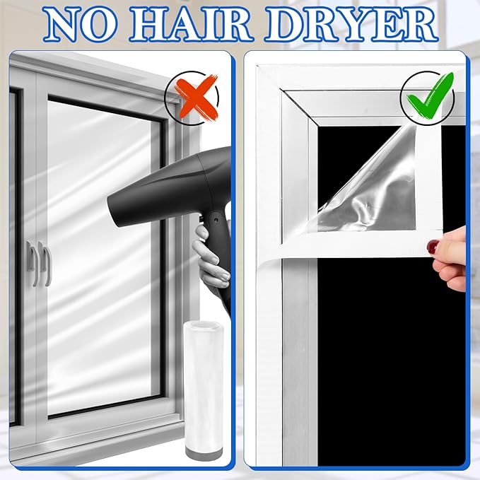74×79inches Window Insulation for Winter,Plastic Window Cover for Winter,Thermal Window Insulation Kit for Winterizing,Thick Transparent Window Seal Film for Winter Window Covering